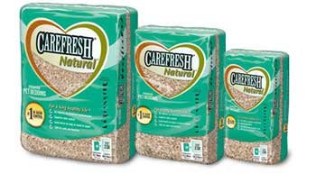 3 different sized bags of CareFRESH (R) brand pet bedding