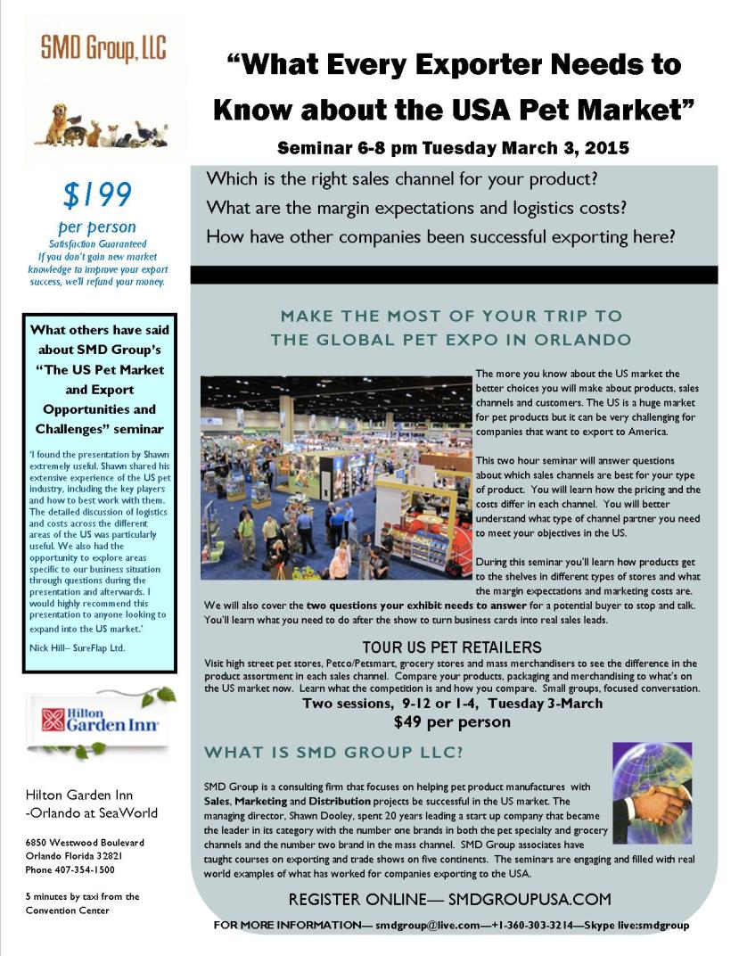 seminar brochure for export seminare at the Global Pet Exp